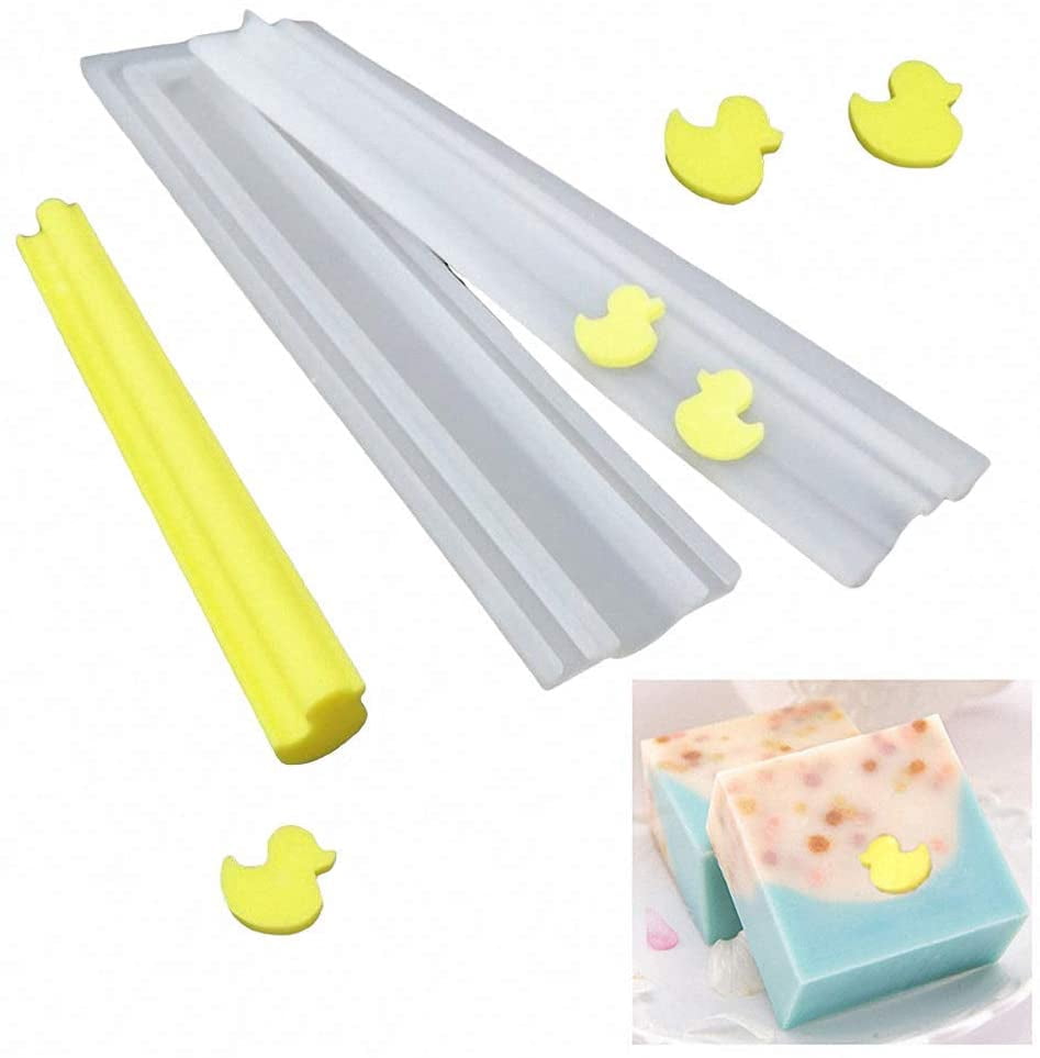 ABPETE Little Rubber Duck Shaped Long Tube Silicone Mold Duckling Column Chocolate Candy Mold Handmade Candle Mold Embed Soap Making Supplies