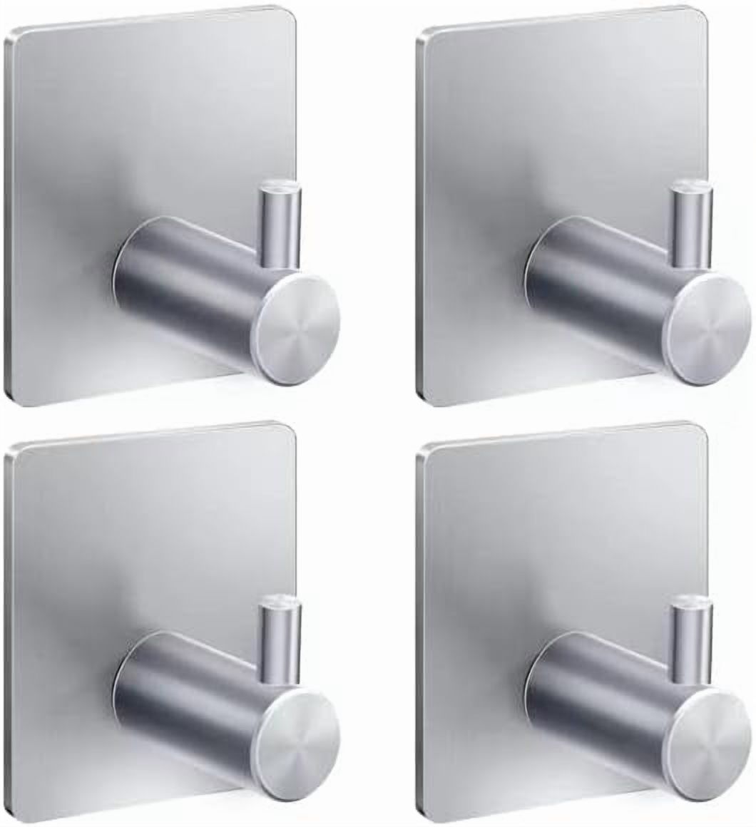 ABPETE Load Adhesive Hooks - 4 Pack Wall Hooks, Matte Stainless Steel ...