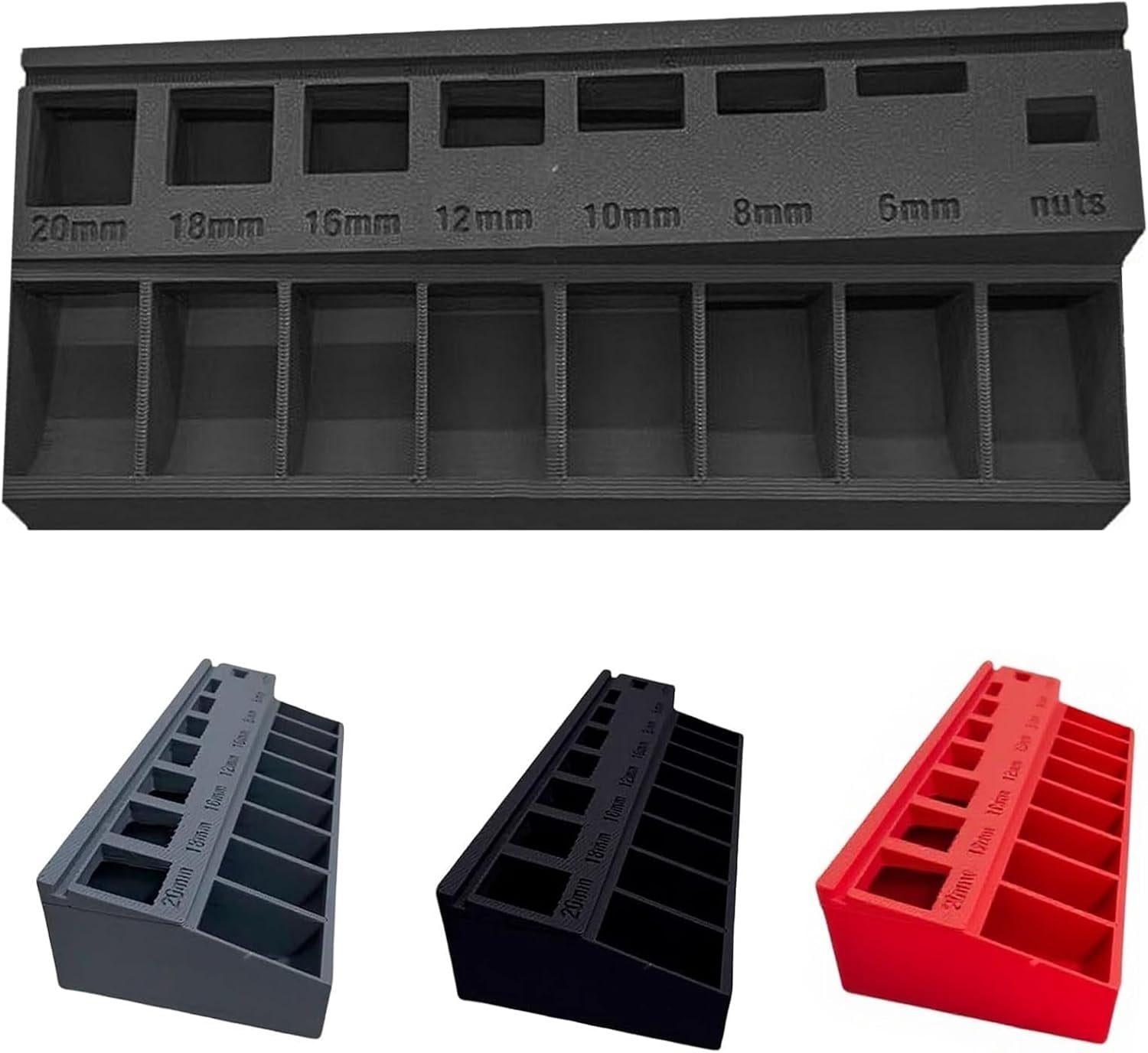 ABPETE M3 Screw Organizer, M3 Bolt Sorter, Bolt/Screw Length Sorter Tray with 7 Measuring Slots, for Hardware and Small Parts Storage (Black)