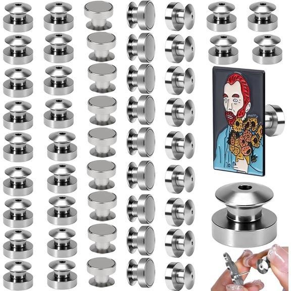ABPETE Magnetic Pin Back Converters,Transform Enamel Pins into Fridge Magnets for Home, Office & Whiteboard Decor(50 Pack)