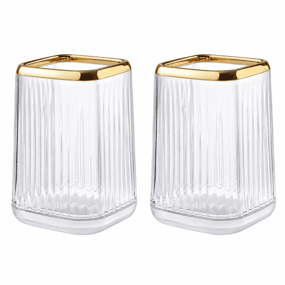 ABPETE Makeup Brush Holder Clear Acrylic Makeup Brushes Organizer Pen Pencil Holder Cosmetic Brush Holder for Vanity Bathroom Decor, Set of 2