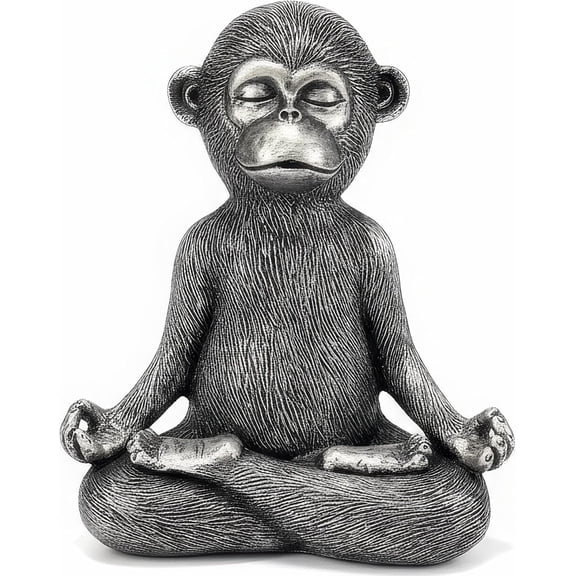 ABPETE Meditating Monkey Resin Statue - Yoga Pose Monkey Sculpture for Zen Home Decor, Meditation Room & Office