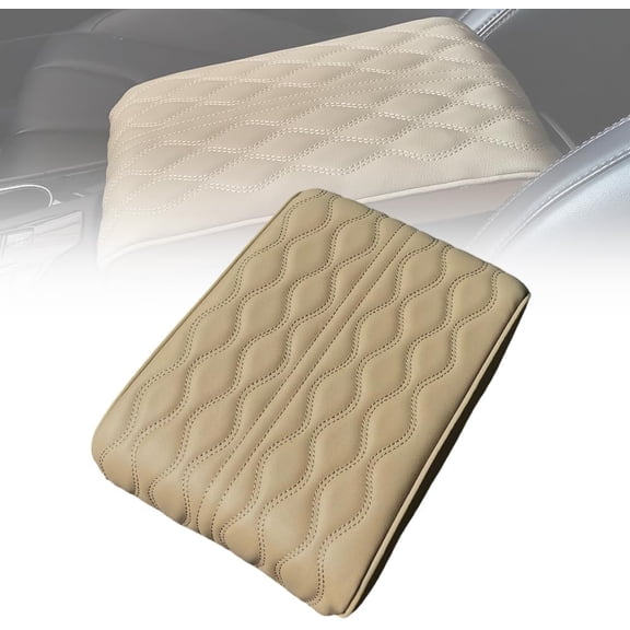 ABPETE Memory Cotton Car Armrest Box Pad, 2025 New Center Console Cushion, Ergonomic Memory Foam Armrest, Vehicle Seat Box Cushion Protector for SUV and Truck (Beige)