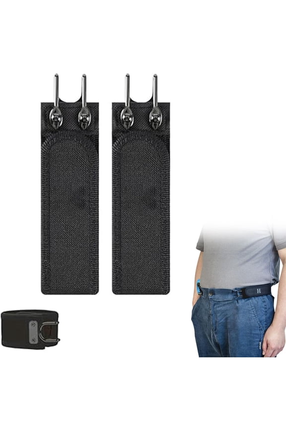 Metal Buckleless Hook Elastic Belts,2PCS Buckleless Belt Hook,Adjustable Magic Tape No Buckle Belts for Men Women