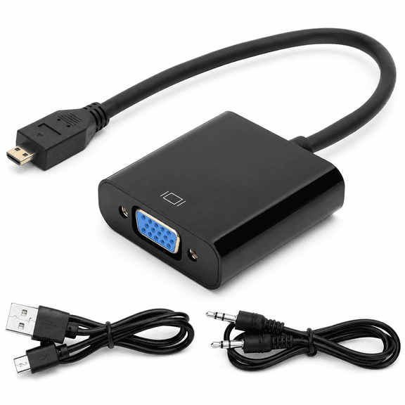 ABPETE Micro HDMI to VGA Adapter, Micro HDMI to VGA Cable Support 1080P, VGA Video Converter Adapter Support HDCP, for Raspberry Pi 4B