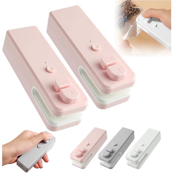 ABPETE Mini Bag Sealer,Upgrade Handheld Heat Vacuum Sealer 2 in 1 Bag Sealer and Cutter Magnetic USB Rechargeable Mini Sealing Machine Heat Seal Tool for Plastic Bags Snack Bags