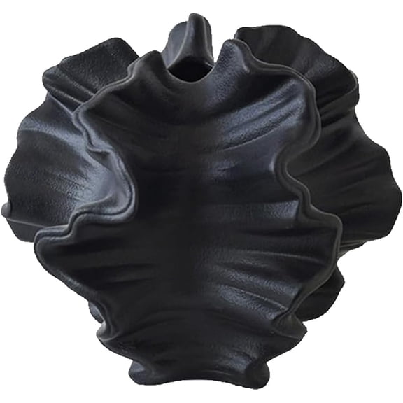 ABPETE Modern Art Ceramic Coral Flower Vase Home and Office Decoration Sculpture Work Bohemian Decoration Coffee Table Office Bookshelf Living Room Decor (Black)
