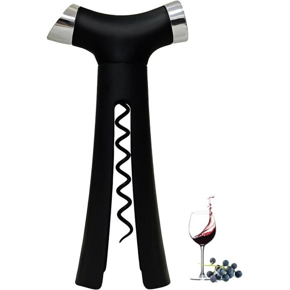 ABPETE Multi-Function 4 in 1 Wine Opener, with Cork Screw, Foil Cutter, Stopper and Aerator Pourer - Personalized Bottle Opener - Black