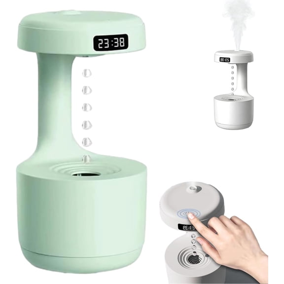 ABPETE Mushroom Anti Gravity Humidifier, Antigravity Reverse Flow Desktop Rain Water Drop Cloud Humidifier, 800ml Reverse-Flow Cool Mist Maker, Silent Design For Office Home Decor (Green)