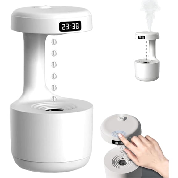 ABPETE Mushroom Anti Gravity Humidifier, Antigravity Reverse Flow Desktop Rain Water Drop Cloud Humidifier, 800ml Reverse-Flow Cool Mist Maker, Silent Design For Office Home Decor (White)