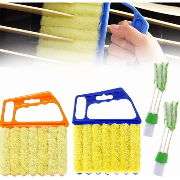 ABPETE New All-Purpose Washable Cleaning Brush – Blinds, AC Vents & Window Tracks, Blind Cleaner Duster Tool, 7 Fingers Dusting Cleaner Window Mini Blind Cleaner Duster Brush (4 PCS-A)