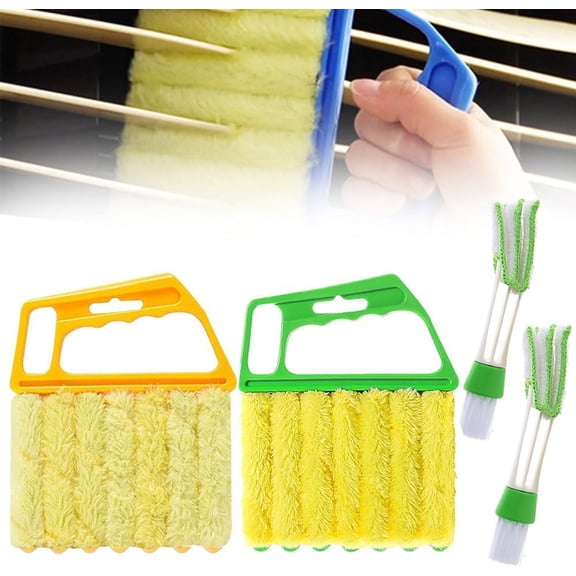 ABPETE New All-Purpose Washable Cleaning Brush – Blinds, AC Vents & Window Tracks, Blind Cleaner Duster Tool, 7 Fingers Dusting Cleaner Window Mini Blind Cleaner Duster Brush (4 PCS-B)