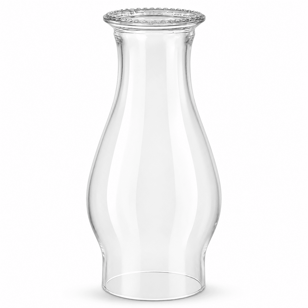 8-Inch Clear Glass Oil Lamp Chimney – 3-Inch Base, Crimped Top Hurricane Shade Replacement For Kerosene Lamps