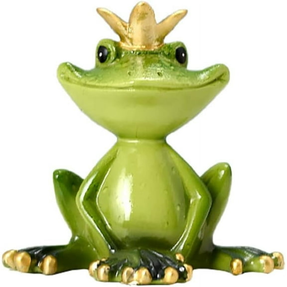 ABPETE Outdoor Statues - Frog Statue Collectible Frogs Toads Royalty Fairy Tale Sculpture Garden Frog Figurine Sculpture Figure Green Frog Decor