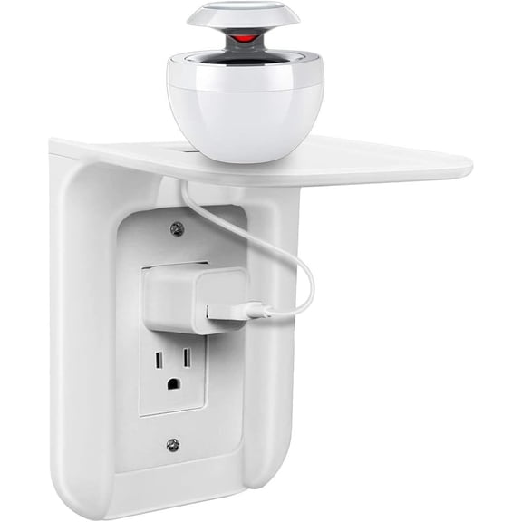 ABPETE Outlet Shelf Wall Holder, Phone Charging Holder, Wall Shelf Organizer with Built in Cord Storage & Room for Bulky Plugs, Perfect for Bathroom, Kitchen