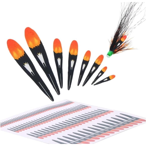 ABPETE Pack of 112 Cut Artificial Jungle Cock Eye Substitute Feather Sticker Classic Wet Fly Buzzer Midge Streamer Fly Tying Materials