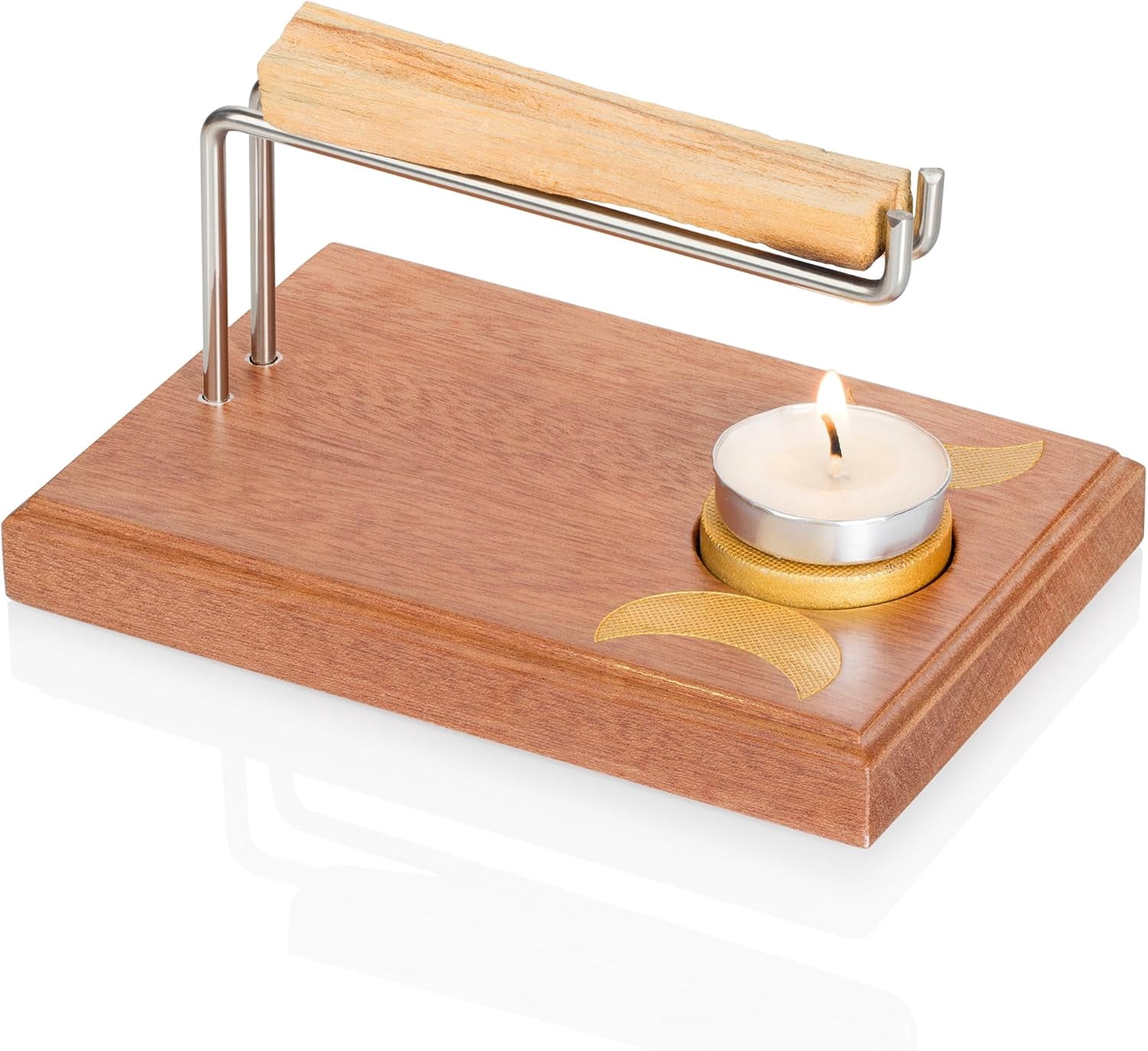 ABPETE Palo Santo and Sage Holder Natural Wood Incense Burner Holder for Palo Santo & Sage Smudge Sticks, Lasting Burning Sage Holder for Burning Bowl, Ideal for Spiritual Meditation Gift