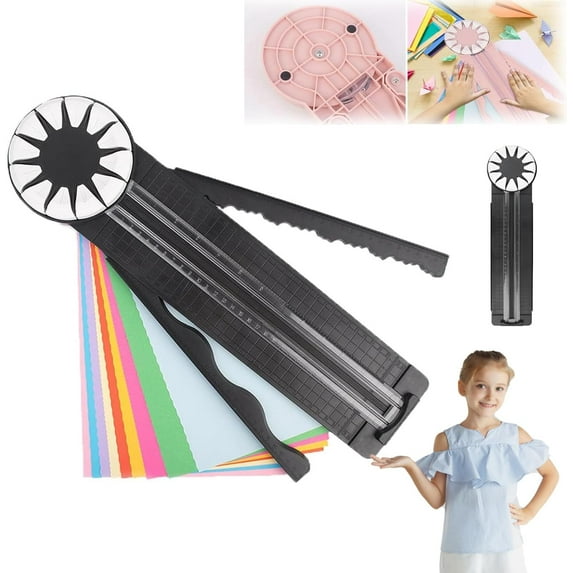 ABPETE Paper Craft Edge Cutter, 12 in 1 Paper Cutter, Rolling Paper Cutter with 12 Cutting Types, Multifunctional Paper Cutter Machine with Measurements for Scrapbooking (BLK)