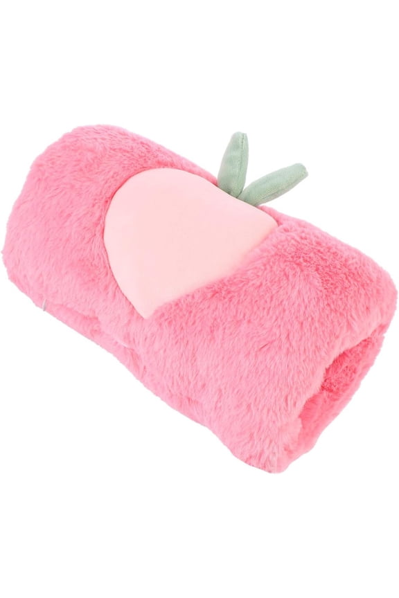 Peach Design Faux Fur Hand Warmers - Plush Winter Hand Muffs for Women & Girls, Cute Patterned Wrist Warmers for Cold Weather