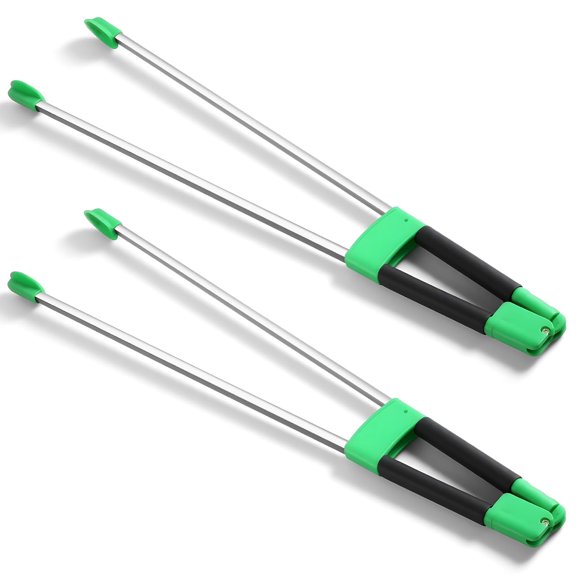 ABPETE Pick Up Sticks,2 Pack Aluminum Rustproof Trash Grabber Garbage Picker Garden Leaf Cleaning Trash Tong Reaching Assist Tool for Elderly (Green,34 in)