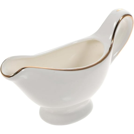 ABPETE Porcelain Gravy Boat and Creamer Set,Ceramic Sauce Cup for Thanksgiving, Entertaining,Dishwasher Safe Cream Jug (100ML)