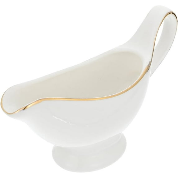 ABPETE Porcelain Gravy Boat and Creamer Set,Ceramic Sauce Cup for Thanksgiving, Entertaining,Dishwasher Safe Cream Jug (190ML)