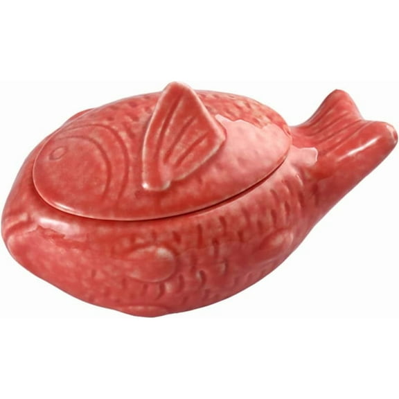 ABPETE Porcelain Sugar Bowl with Lid Pottery Honey Jar Fish- shaped Seasoning Bowl Porcelain Sugar Bowl Salt Server for Home and Kitchen