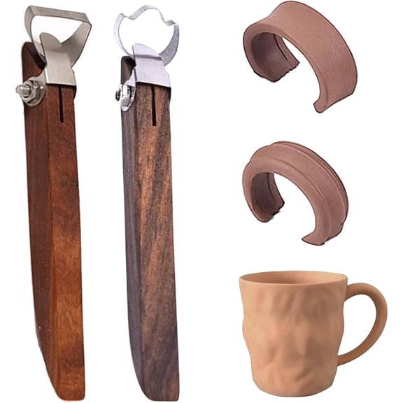 ABPETE Professional Pottery Tool Set for Crafting Mug and Cup Handles,Sculpting, Carving & Shaping Tools for Clay Artists, Ideal for Tea Cups, Mugs & Vases(2-Piece)