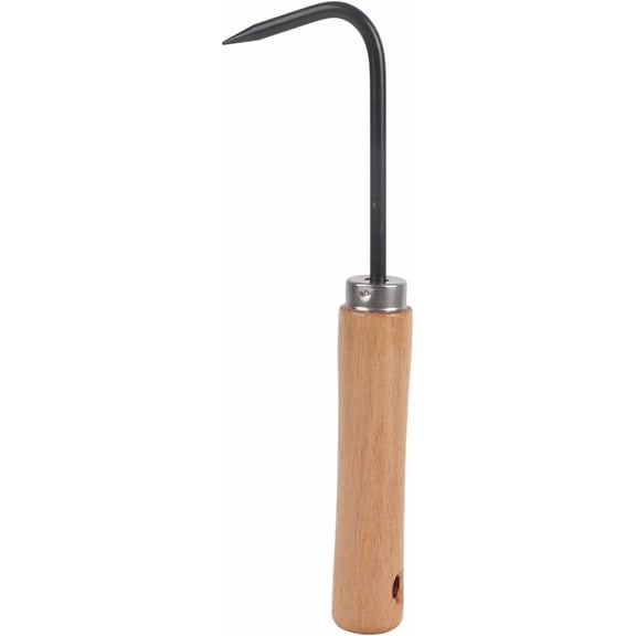 ABPETE Professional Root Rake - Manganese Steel Soil Cultivator with Ergonomic Wooden Handle, 3-Prong Weeding Hook for Bonsai Care, Garden Soil Aeration & Potting Work