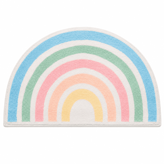 ABPETE Rainbow Rug, Semicircle Plush Kids Room Rug with Soft Tufted Surface, Pastel Half Round Area Rug for Nursery, Playroom, Bedroom, Reading Corner and Bathroom Decor(Rainbow1,50*80cm)
