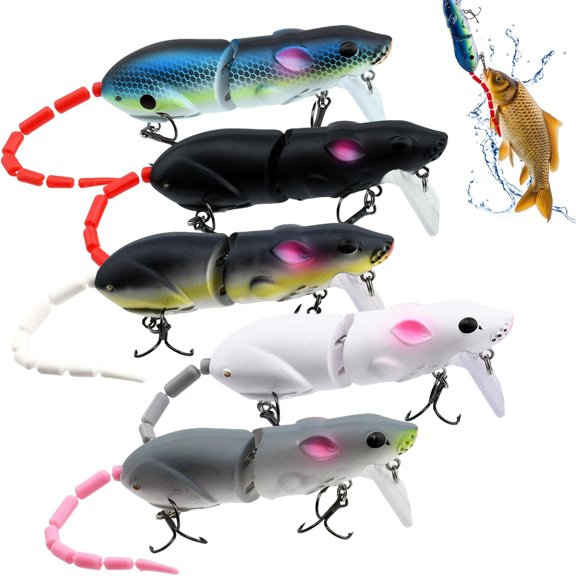 ABPETE Ratstrike Lure, Ratstrike 3D Lifelike Rat Topwater Lure,Robotic Fishing Lure, Premium Bionic  Mouse Fishing Lure for Freshwater Saltwater Angling, Angler's Gift