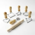 thumbnail image 1 of ABPETE Ravioli Cutter Stamp Mold Set, 7 pcs, 4 inch, with cutter and wooden rolling pin (regular style), 1 of 14
