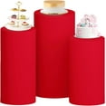 thumbnail image 1 of ABPETE Red Cylinder Covers Set of 3 Round Spandex Pedestal Stand Covers for Parties Cylinder Cake Cover Cylinder Pedestal Cover for Party Wedding Ceremony Baby Shower Ornaments, 1 of 12