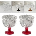 thumbnail image 1 of ABPETE Red Vintage Dessert Glass Set of 2 - Crystal Embossed Goblets, 250ml Capacity for Ice Cream & Desserts, 4.7"x3.9" / 12cmx10cm Elegant Glassware for Home & Café, 1 of 8