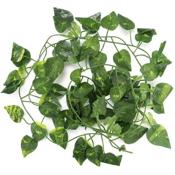 ABPETE Repta Vines, Flexible Bendable Vines - Artificial Foliage for Reptile Terrariums,Non-Toxic Habitat Decor, Jungle Vines for Lizards, Frogs, Snakes (Green Leaves)