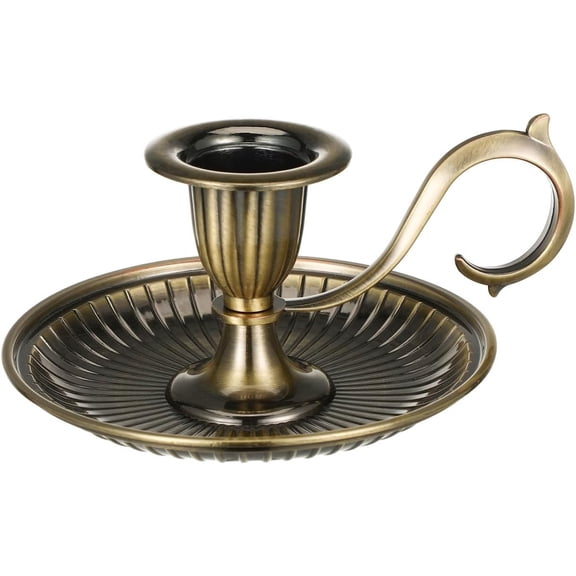 ABPETE Retro Candlestick - Small Zinc Alloy Candle Holder, for Party Wedding Christmas Table Home Decor Bronze, 4.52 X 4.52 X 2.55 Inch