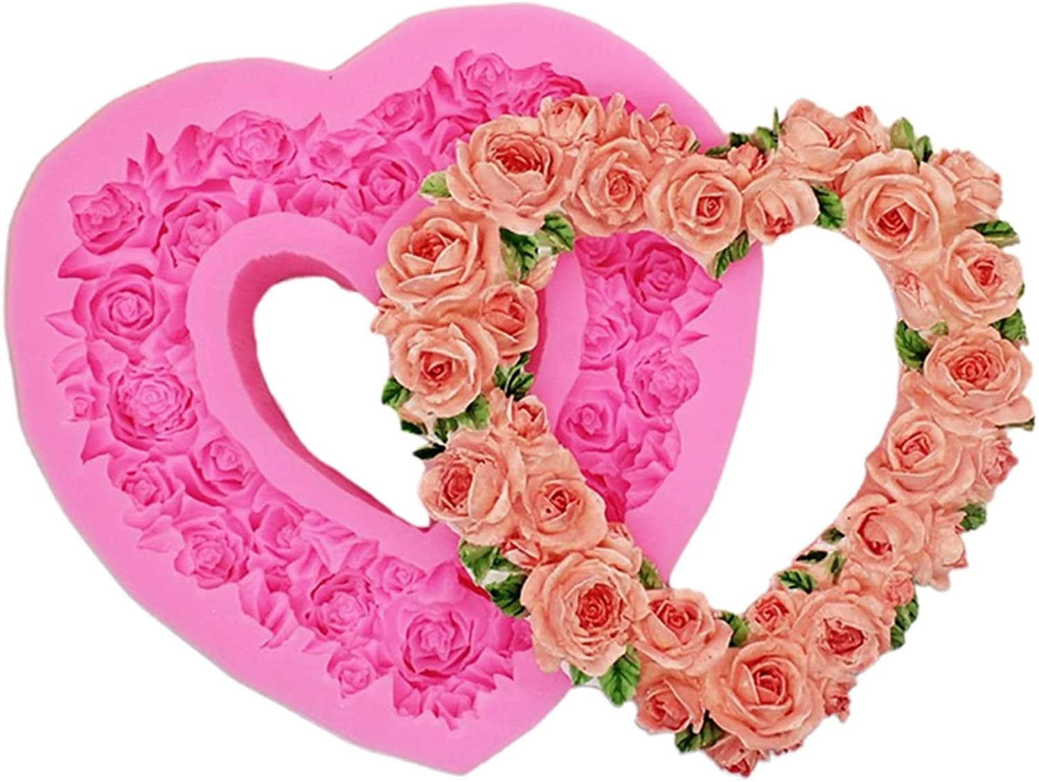 ABPETE Rose Heart Wreath Fondant Chocolate Candy Silicone Mold Cake Decorating Baking Pastry Tools Soap Mould Resin Polymer Clay Mold