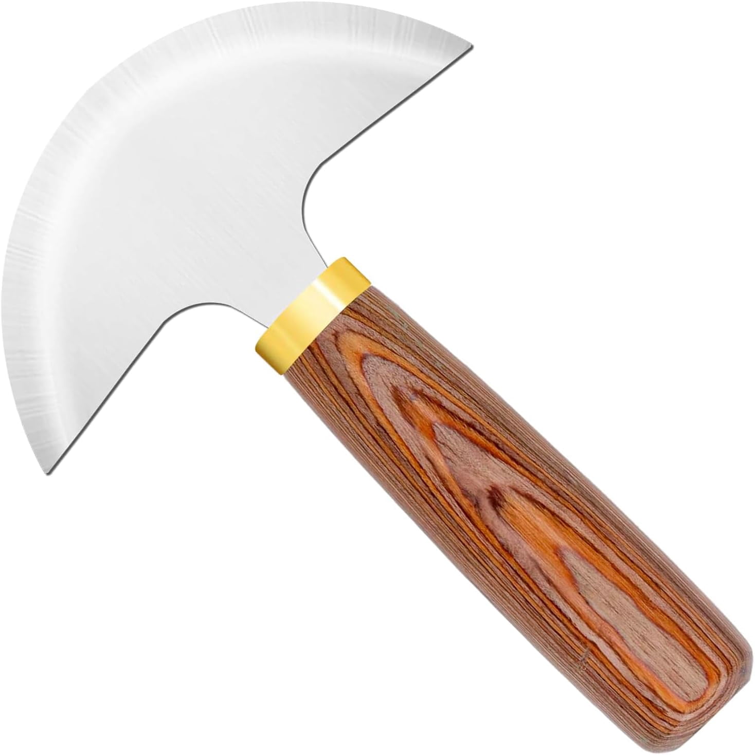ABPETE Round Head Leather Knife - High Carbon Steel Half Moon Skiving & Cutting Tool for Leather Craft DIY, Belts - Walnut Handle (Professional/Beginner Tool)