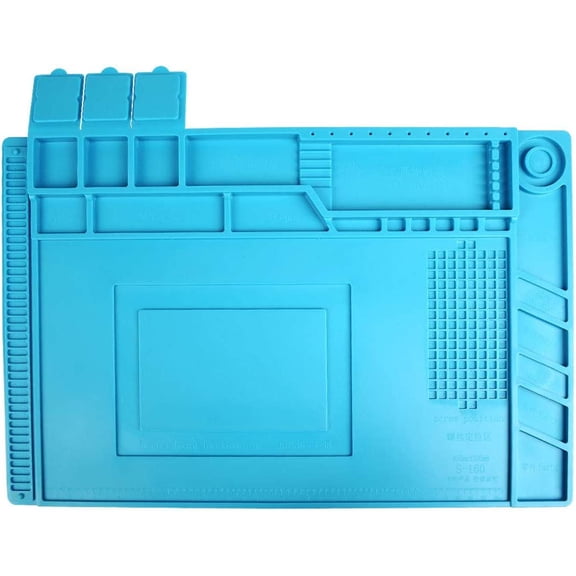 ABPETE S-160 Silicone Repair Mat Electronics Repair Mat Magnetic Repair Mat Silicone Soldering Mat Insulation Silicone Welding Pad for BGA and Gun Soldering Iron, Workbench, Cell Phone Laptop Repair