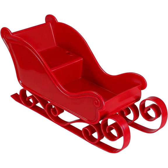 ABPETE Santa Sleigh Indoor Decorations - Mini Plastic Sleigh Model - Christmas Sled Desk Top Decor Photo Booth Props Kit for Tabletop Display, 9.8 x 4.3 x 4.7 inches