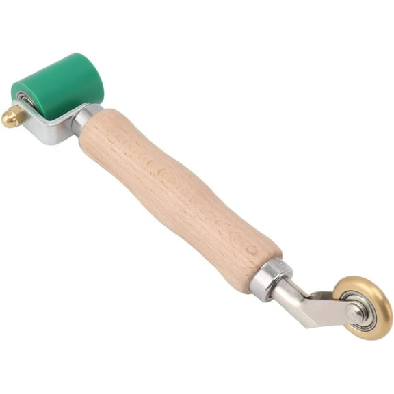 ABPETE Seam Roller,Roofing Roller,40mm Silicone Seam Roller Dual Use Brass Wheel Wood Handle Wallpaper Flat Seam Roller for PVC TPO Welding (Green)
