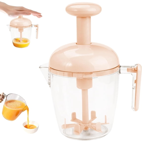 ABPETE Semi Automatic Whisk, Kitchen Egg Beater Whisk, Hand Mixer Push Whisks, Milk Frother, Cream Whip, Pancake Batter Mixer, Professional Kitchen Appliance for Whisking Blending Beating, Pink
