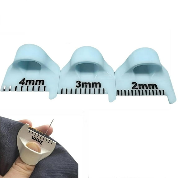 ABPETE Sewing Finger Ruler for Even Stitches, Template for Sewing, Mini Sewing Measuring Gauge, DIY Stitching Guide Tool for Seam Finishing, Quilting & Sewing Aids (Blue 3pcs)