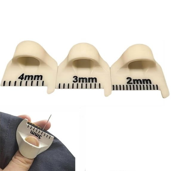 ABPETE Sewing Finger Ruler for Even Stitches, Template for Sewing, Mini Sewing Measuring Gauge, DIY Stitching Guide Tool for Seam Finishing, Quilting & Sewing Aids (White 3pcs)