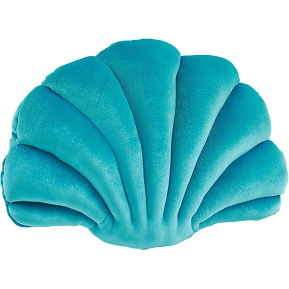 ABPETE Shell Pillow Accent Decorative Throw Pillows Seashell Shaped Soft Pillow Cushions Push Home Decor Pillows for Living Room Bedroom Couch Sofa(Lake Blue,13 X 10 Inches)