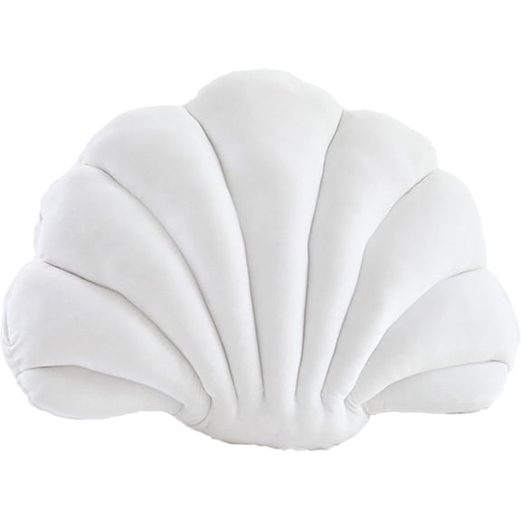 ABPETE Shell Pillow Accent Decorative Throw Pillows Seashell Shaped Soft Pillow Cushions Push Home Decor Pillows for Living Room Bedroom Couch Sofa(White,13 X 10 Inches)