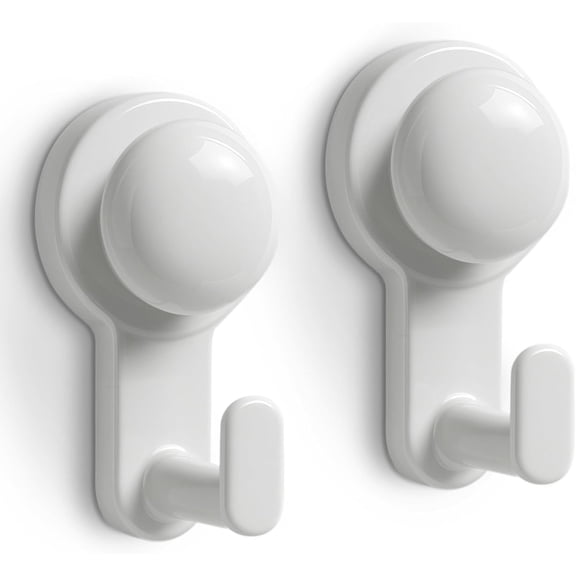 ABPETE Shower Hooks for Inside Shower,No-Drill Removable&Reusable Towel Hooks for Bathroom,Heavy Duty Suction Cup Hooks for Glass Window,2 Pack(White)