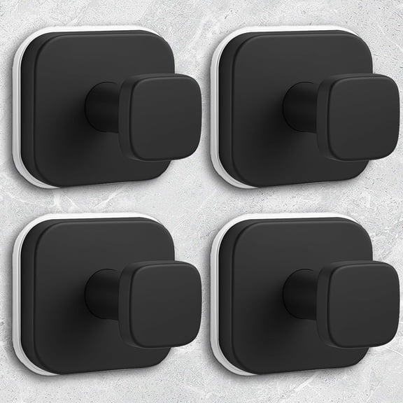 ABPETE Shower Hooks for Inside Shower,Reusable Suction Cup Hooks for Glass Window,Mirror,Removable Towel Hooks for Bathroom,4 Pack(Black)