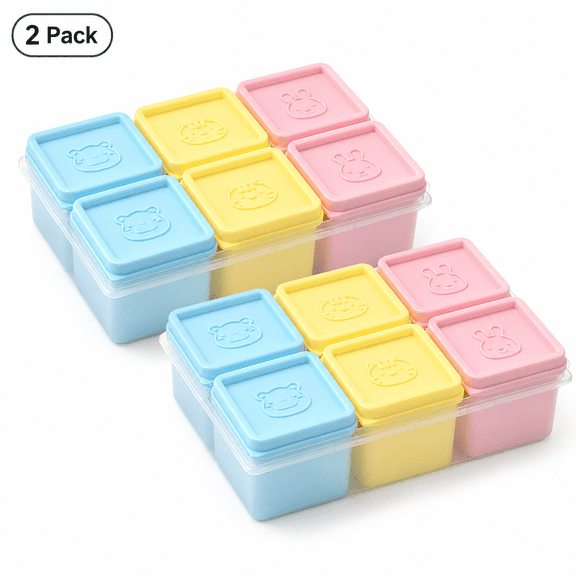 ABPETE Silicone Freezer Molds 12 Pack with Lids, 3.7 oz Reusable Food Cube Containers, Stackable Easy-Release Trays for Baby Food, Yogurt, Purees and Meal Prep