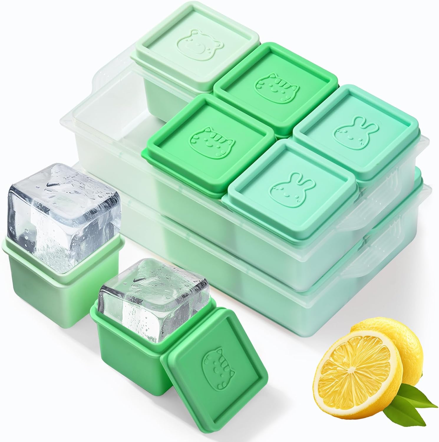 ABPETE Silicone Freezer Molds 12 Pack,Reusable Food Cube Tray with Lids ...